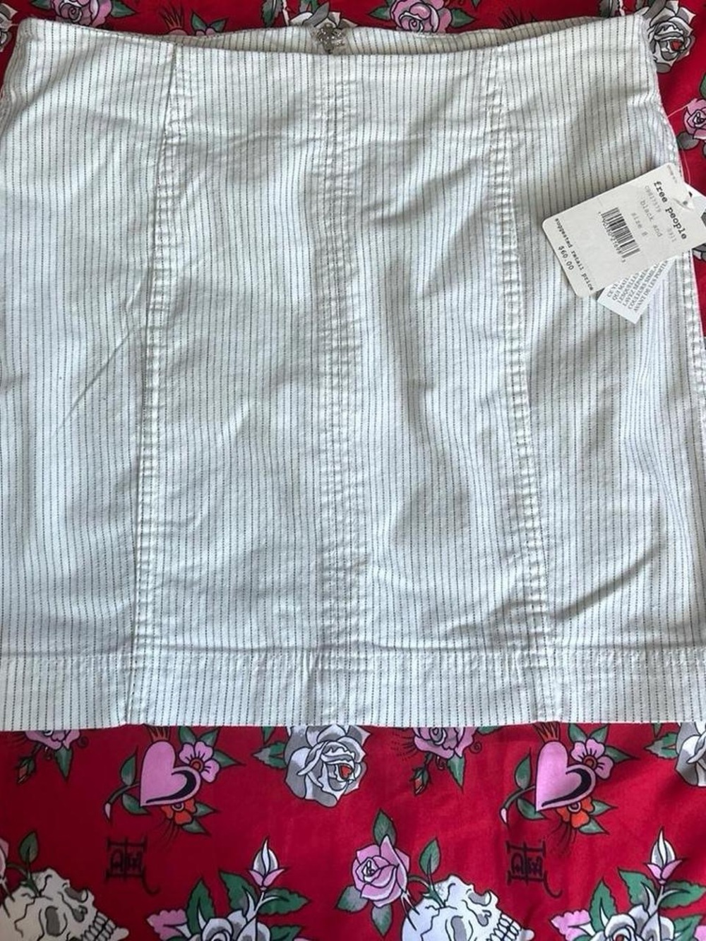 Free People White Pinstripe Mini Skirt